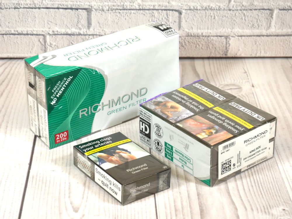 Richmond Green Filter Superkings 20 Pack - Non-Menthol Cigarettes