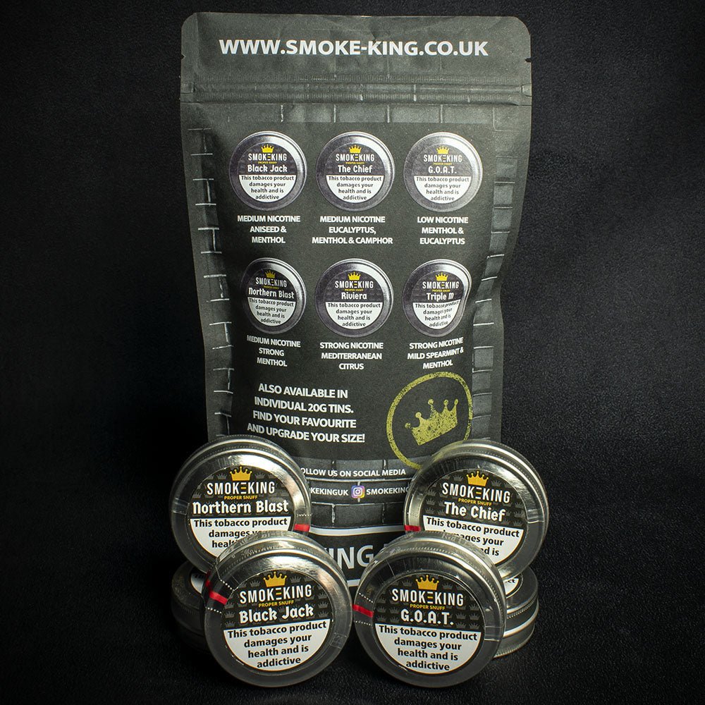 Smoke-King Proper Snuff Sample Pack 6 Flavors 10g Tins - Image 2